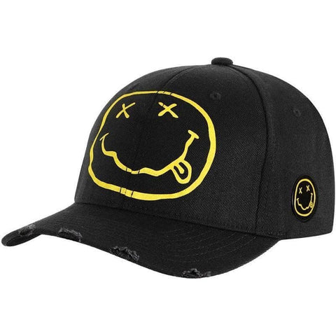 Nirvana Smiley Logo Black Baseball Cap.