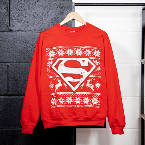 Front of the Red DC Comics Superman Christmas Jumper