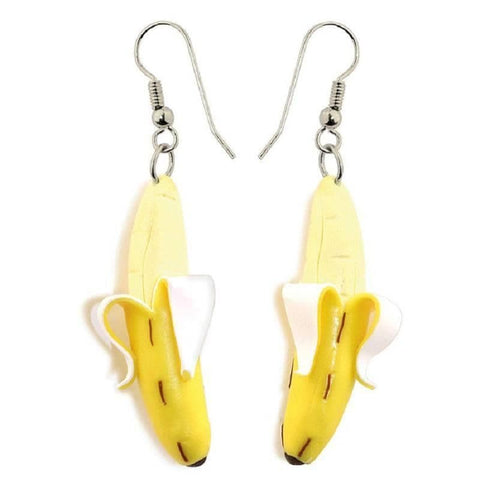 Resin Peeled Banana Drop Earrings.