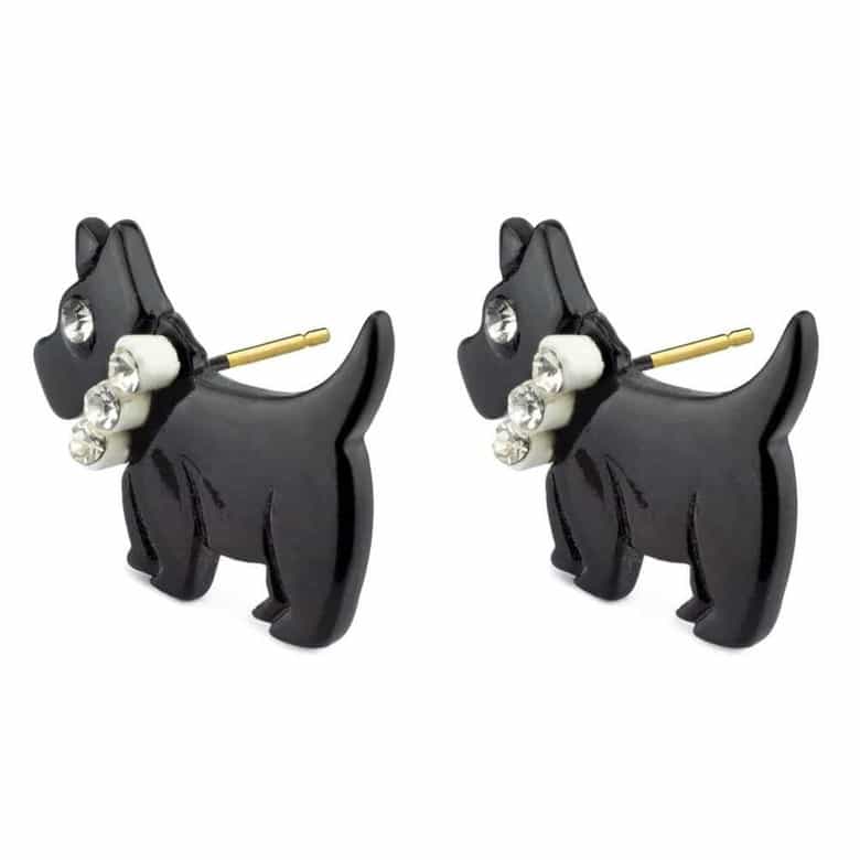 Scottish Terrier Dog Black Stud Earrings.