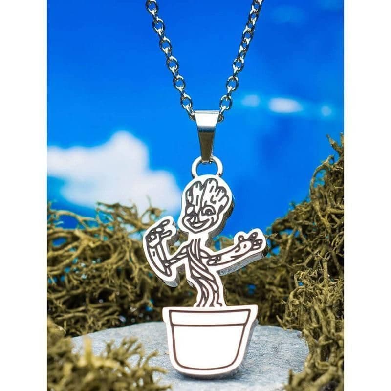 Stainless Steel Guardians of The Galaxy Groot with Plant Pot Pendant.