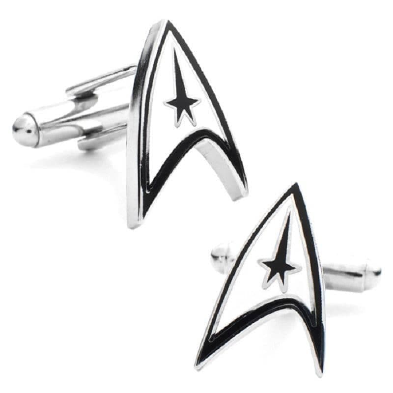 Star Trek Logo Enamel and Rhodium Plated Cufflinks.