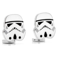 Load image into Gallery viewer, Star Wars Stormtrooper Enamel and Rhodium Plated Cufflinks.