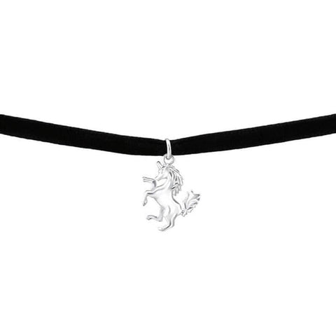 Sterling Silver Unicorn Choker Necklace.