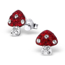 Load image into Gallery viewer, Sterling Silver and Crystal Toadstool Stud Earrings.