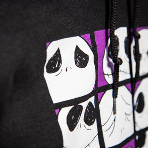 Close Details of The Nightmare Before Christmas Jack Faces Black Hoodie