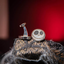 Load image into Gallery viewer, Front and Inner Design of the The Nightmare Before Christmas Jack Skellington Cufflinks