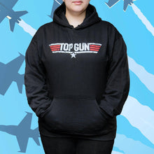 Load image into Gallery viewer, Top Gun Distressed Logo Black Hoodie.