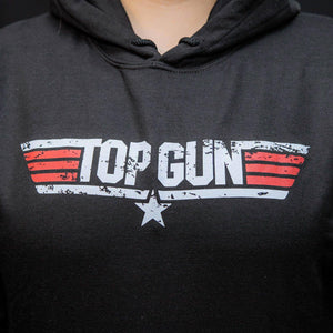 Top Gun Distressed Logo Black Hoodie.