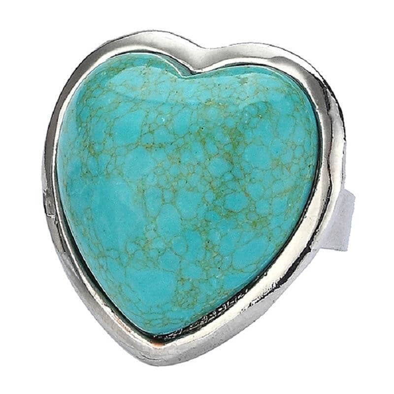 Turquoise Heart Adjustable Fashion Ring.