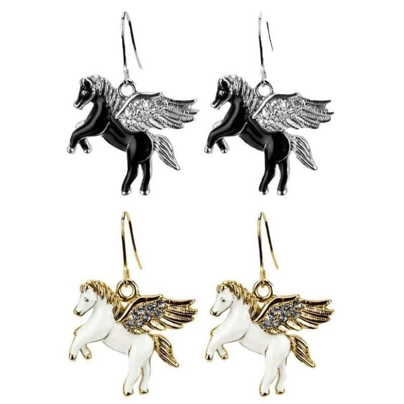 Unicorn Enamel and Crystal Glass Drop Earrings.