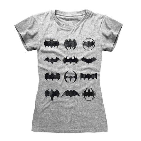 Women's DC Comics Batman Icons Grey Fitted T-Shirt.