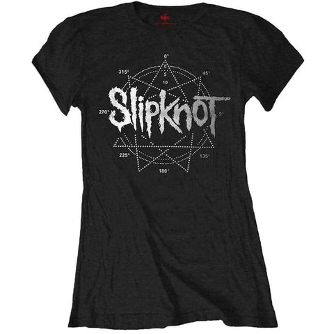Women's Slipknot Diamante Star Logo Black T-Shirt.
