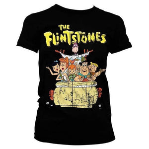 Women's The Flintstones Characters Black T-Shirt.