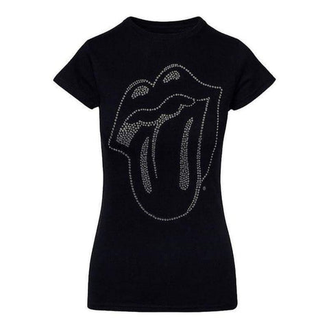 Women's The Rolling Stones Tongue Diamante T-Shirt.