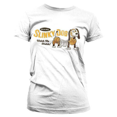 Women's Toy Story Slinky Dog White Fitted T-Shirt.