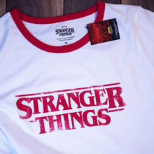 Load image into Gallery viewer, Women&#39;s Stranger Things Distressed Logo Cropped T-Shirt.