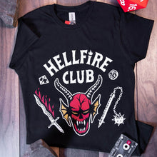 Load image into Gallery viewer, Stranger Things Hellfire Club T-Shirt - Women&#39;s, Black Crew Neck, Season 4