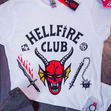 Load image into Gallery viewer, Hellfire Club Design on Ladies White Tee