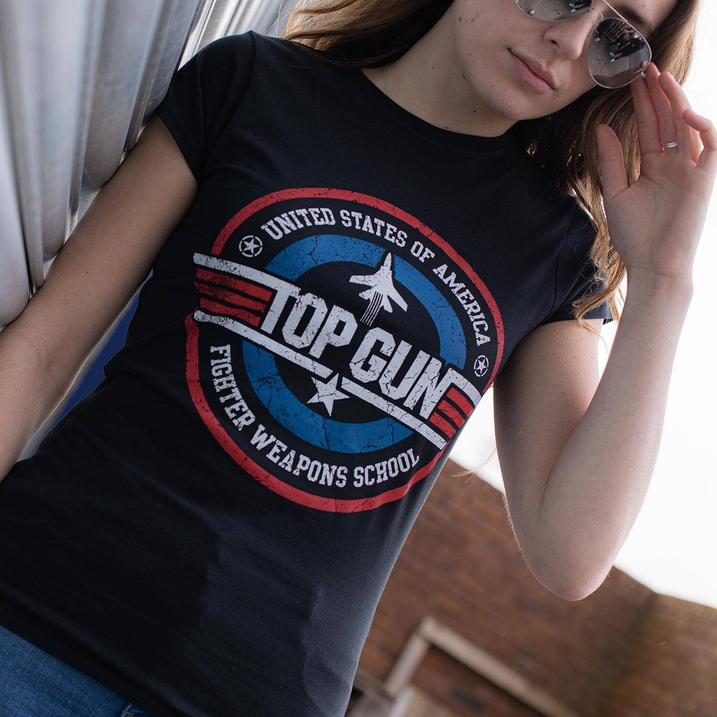 Women's Top Gun Distressed Fighter Weapons School T-Shirt