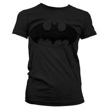 Load image into Gallery viewer, Women&#39;s Batman Inked Logo Grey Fitted T-Shirt.