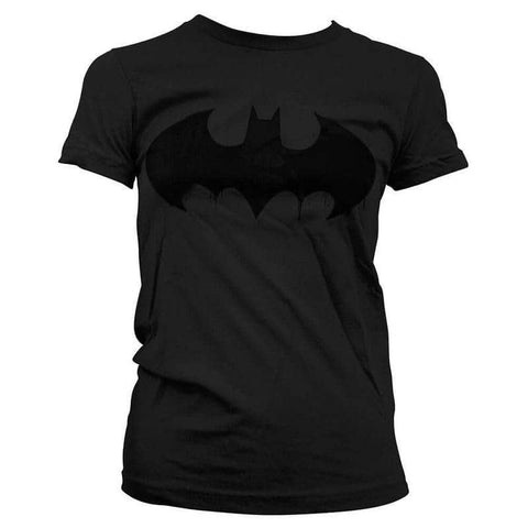 Women's Batman Inked Logo Grey Fitted T-Shirt.