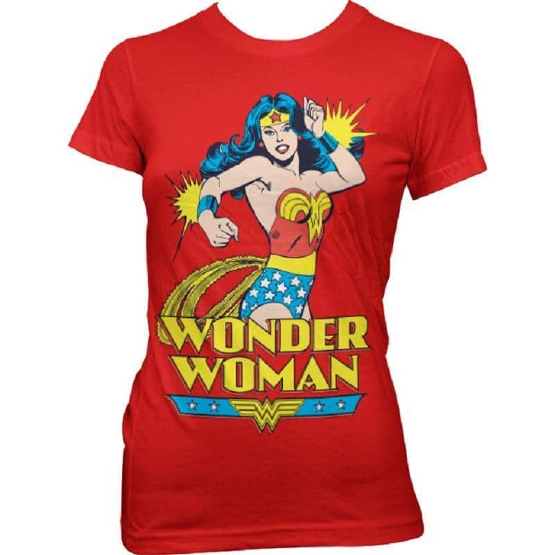 Women's Comic Style Wonder Woman Red T-Shirt.