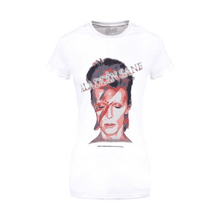 Load image into Gallery viewer, Women&#39;s David Bowie Aladdin Sane White T-Shirt.