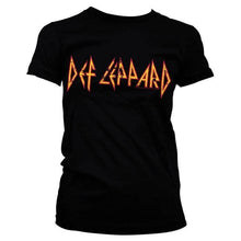 Load image into Gallery viewer, Women&#39;s Def Leppard Distressed Logo Black Fitted T-Shirt.