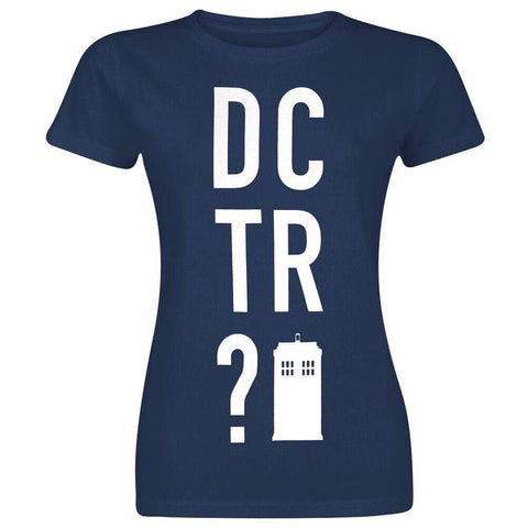Women's Doctor Who DCTR? Blue Fitted T-Shirt.