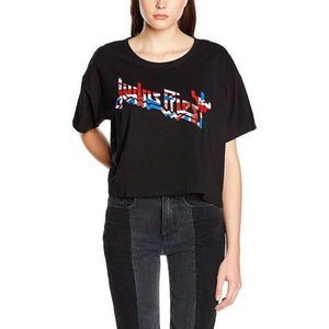 Women's Judas Priest Union Glittery Boxy T-Shirt.