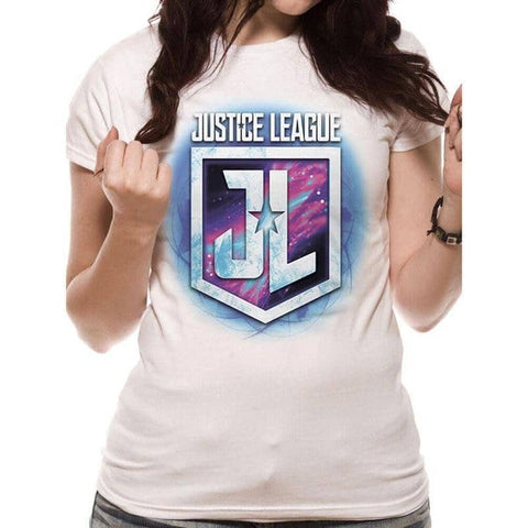 Women's Justice League Purple Shield T-Shirt.