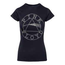 Load image into Gallery viewer, Women&#39;s Pink Floyd Circle Logo Diamante T-Shirt.