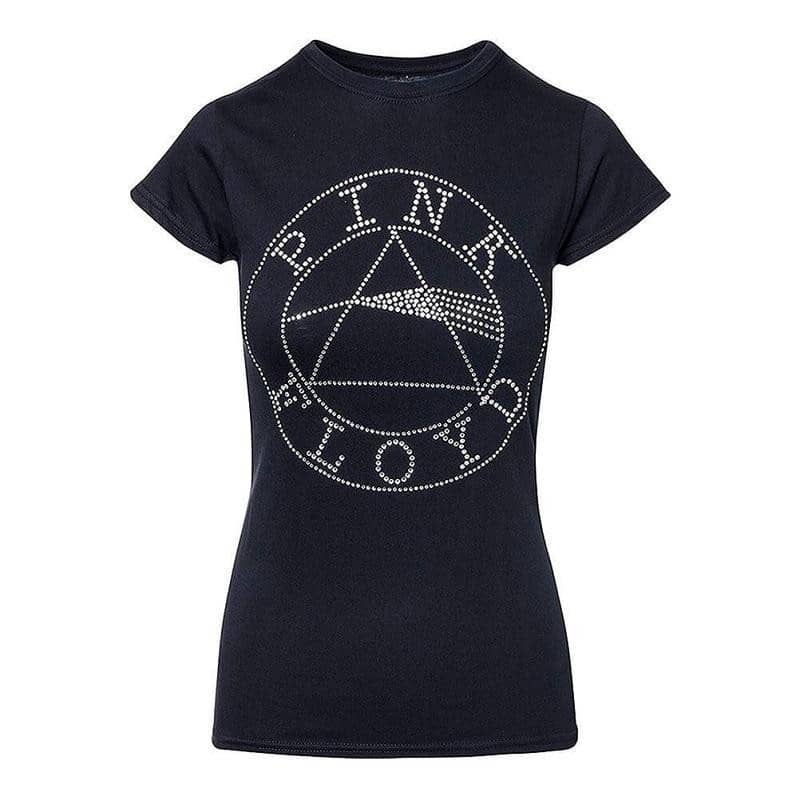 Women's Pink Floyd Circle Logo Diamante T-Shirt