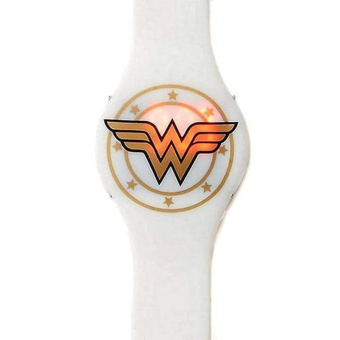 Wonder Woman White Gold Emblem LED Watch.