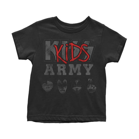 Children's KISS Army Logo Black Crew Neck T-Shirt.