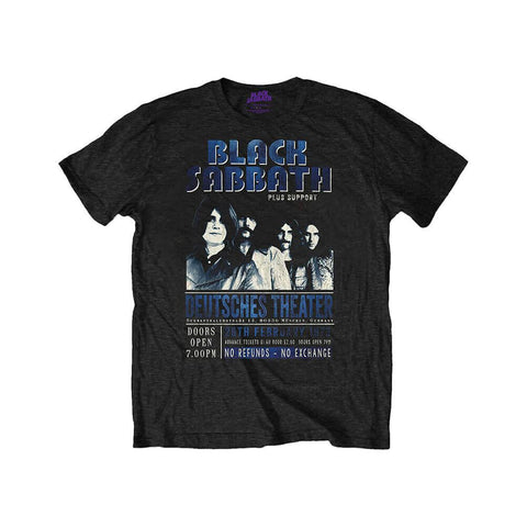 Men's Black Sabbath Deutsches 1973 Poster Black Eco T-Shirt.