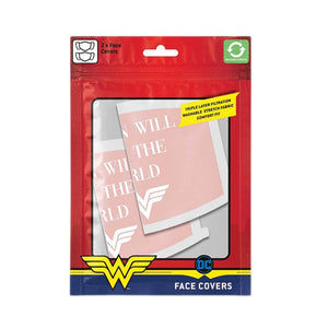 Wonder Woman 'Save The World' Cotton Fabric Face Mask 2PK.