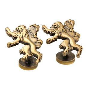 Close up View of the Game of Thrones Lannister Sigil Cufflinks.
