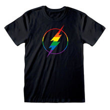 Load image into Gallery viewer, The Flash Rainbow Logo Crew Neck Black T-Shirt.