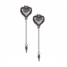 Load image into Gallery viewer, Alchemy Gothic Witches Heart Pewter Ear Studs.