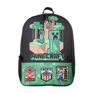 Children's Minecraft Creeper Backpack and Lunch Bag Set.