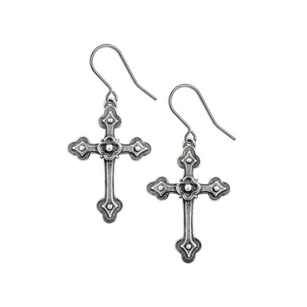 Alchemy Gothic Devotion Crosses Drop Earrings