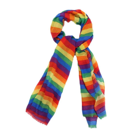 Rainbow Stripe Polyester Fashion Scarf.