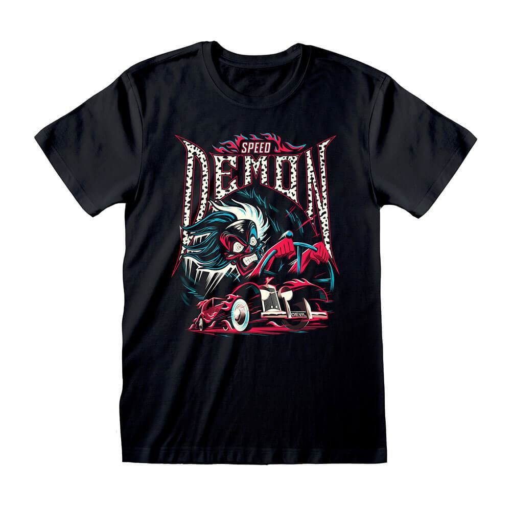 Disney Villains Cruella De Vil 'Speed Demon' Black T-Shirt.