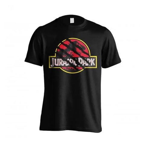 Jurassic Park Ripped Logo Black Crew Neck T-Shirt.