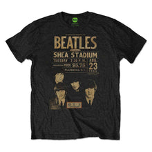 Load image into Gallery viewer, The Beatles Shea &#39;66 Poster Black Eco T-Shirt