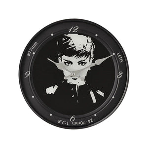 Iconic Collection Audrey Hepburn Camera Lens Glass Wall Clock.