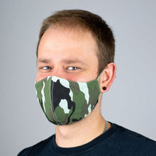 Load image into Gallery viewer, Green Camouflage Print Cotton Face Mask.