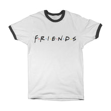 Load image into Gallery viewer, Friends Logo White Ringer Crew Neck T-Shirt.